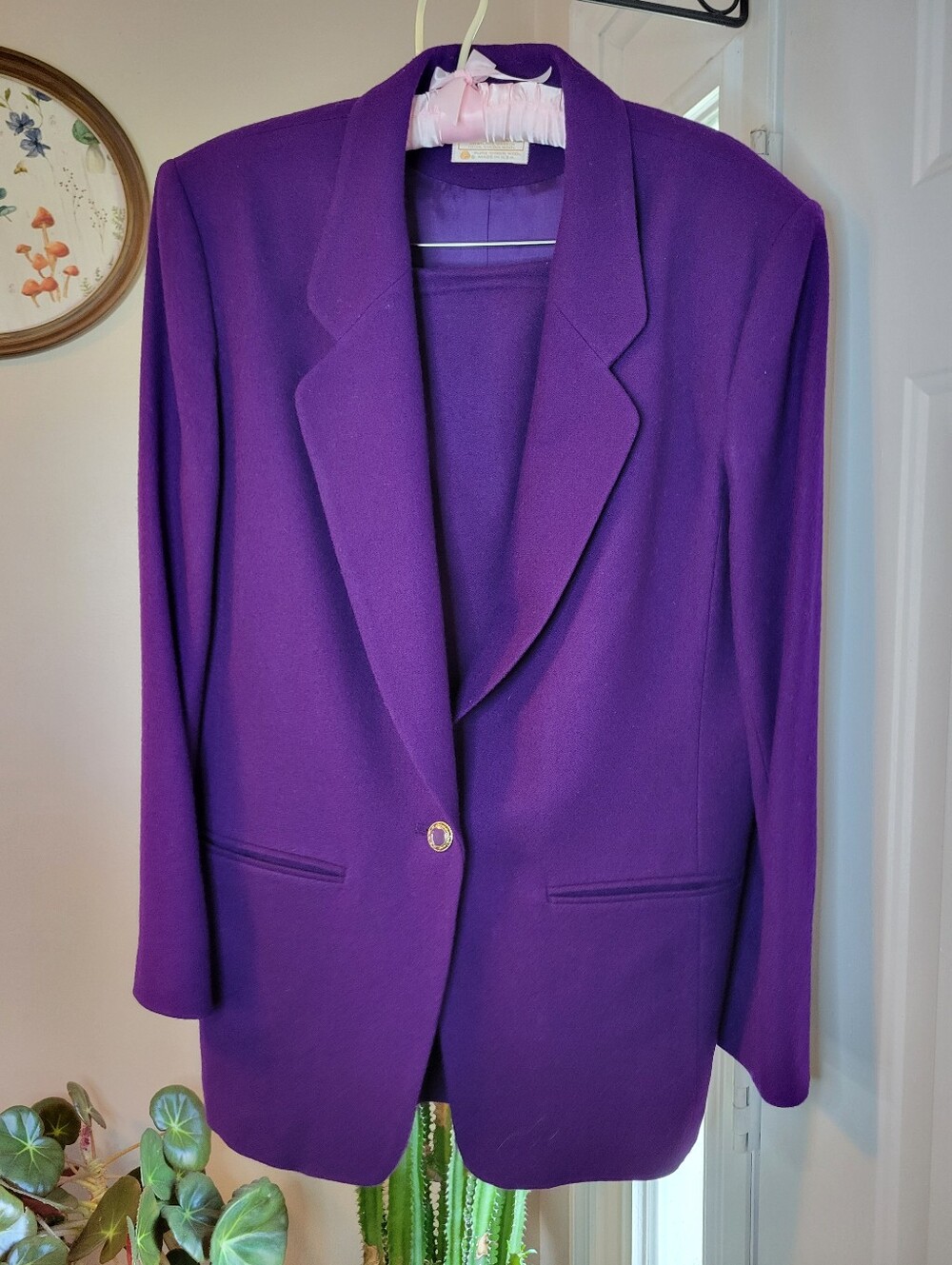 Vintage Pendleton Virgin Wool Vibrant Purple 2 Piece Blazer/Skirt Size 14
